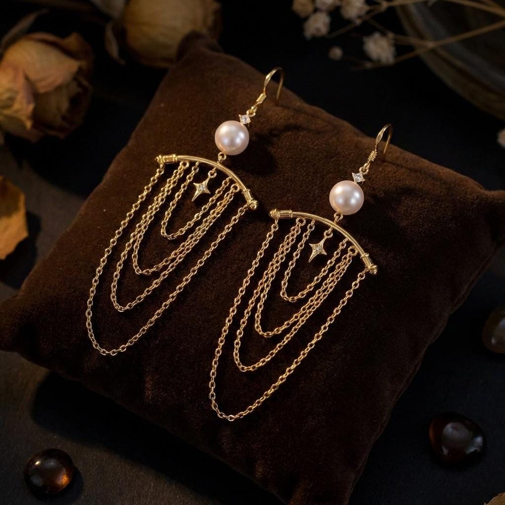 Celestial Pearl Star Earrings