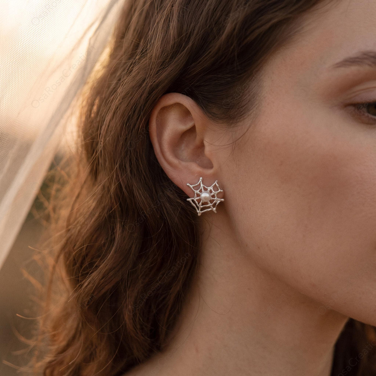 Pearl Spiderweb Earrings