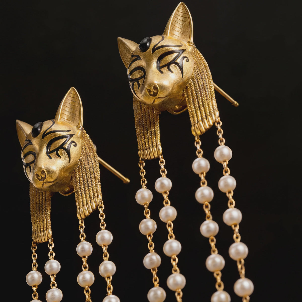 Bastet Pearl Tassel Earrings