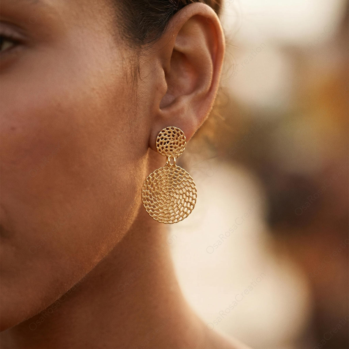 Woven Disc Earrings