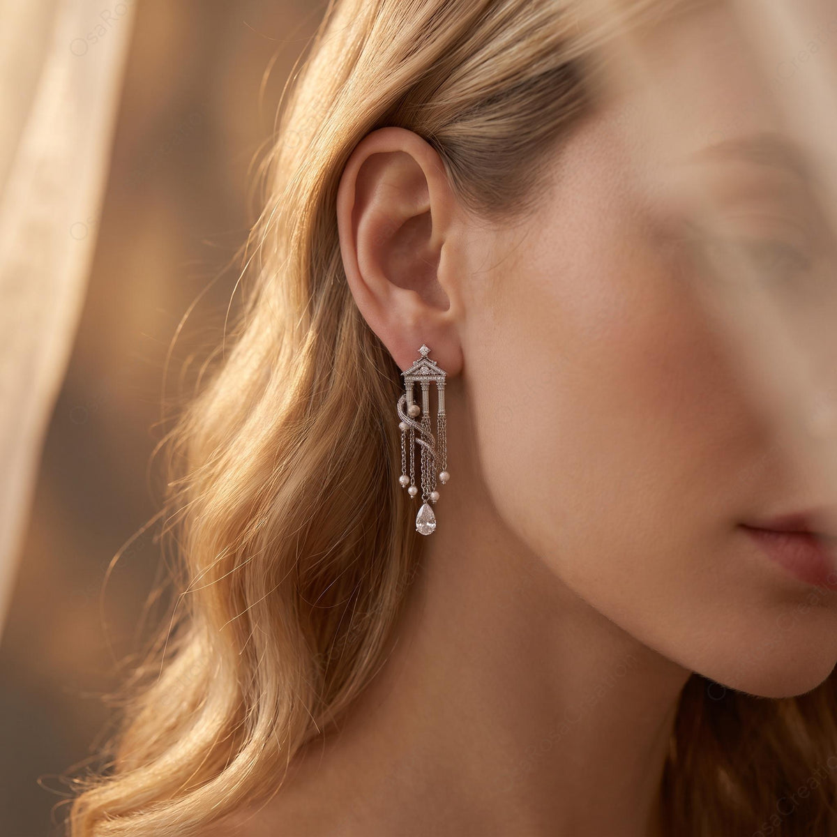 Temple Pearl Tassel Earrings