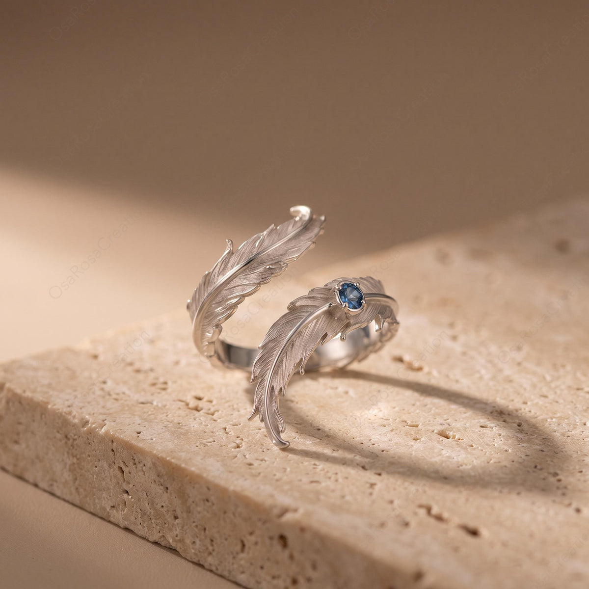 Blue Stone Feather Ring