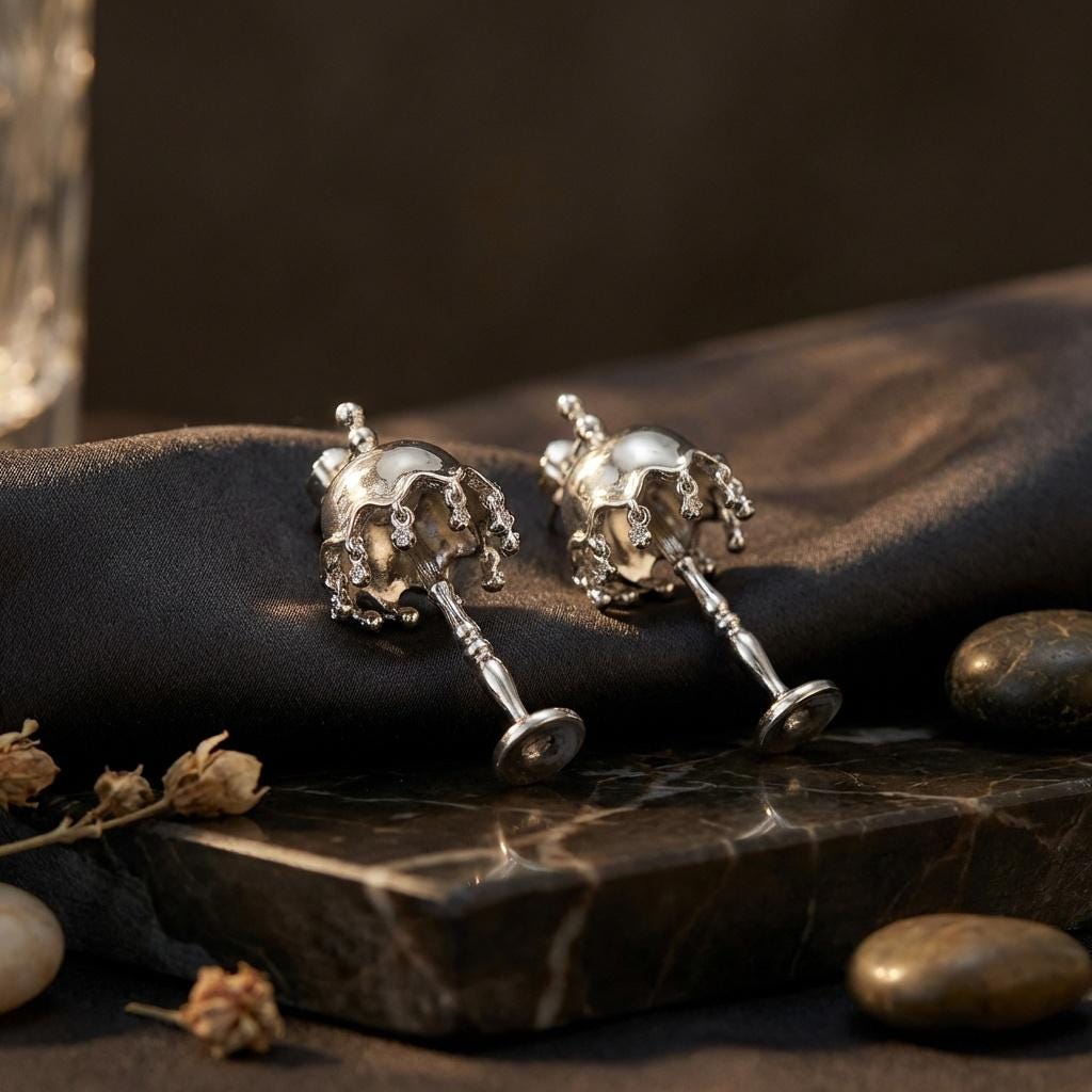 Silver Lamp Tassel Earrings