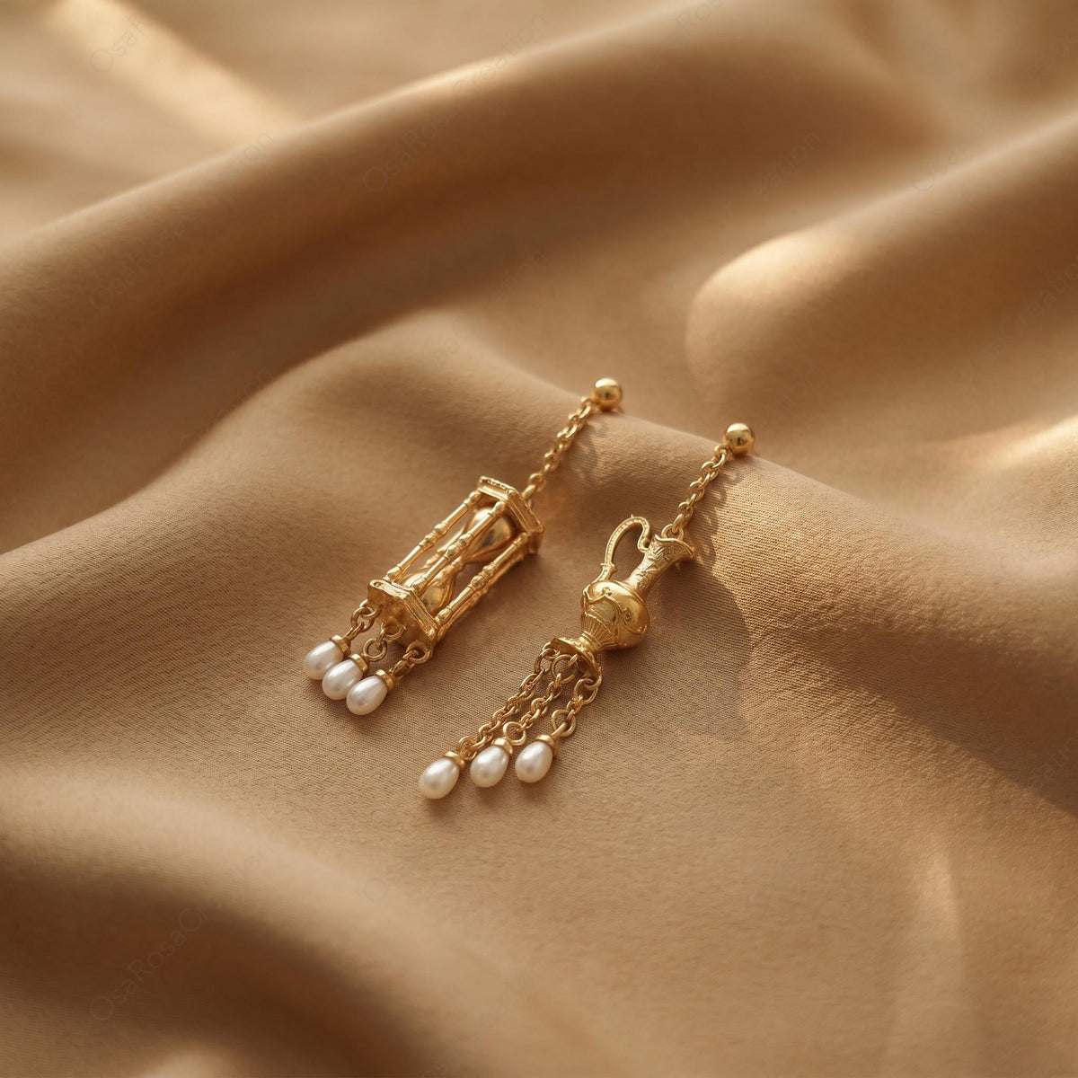 Eternal Hourglass Pearl Earrings
