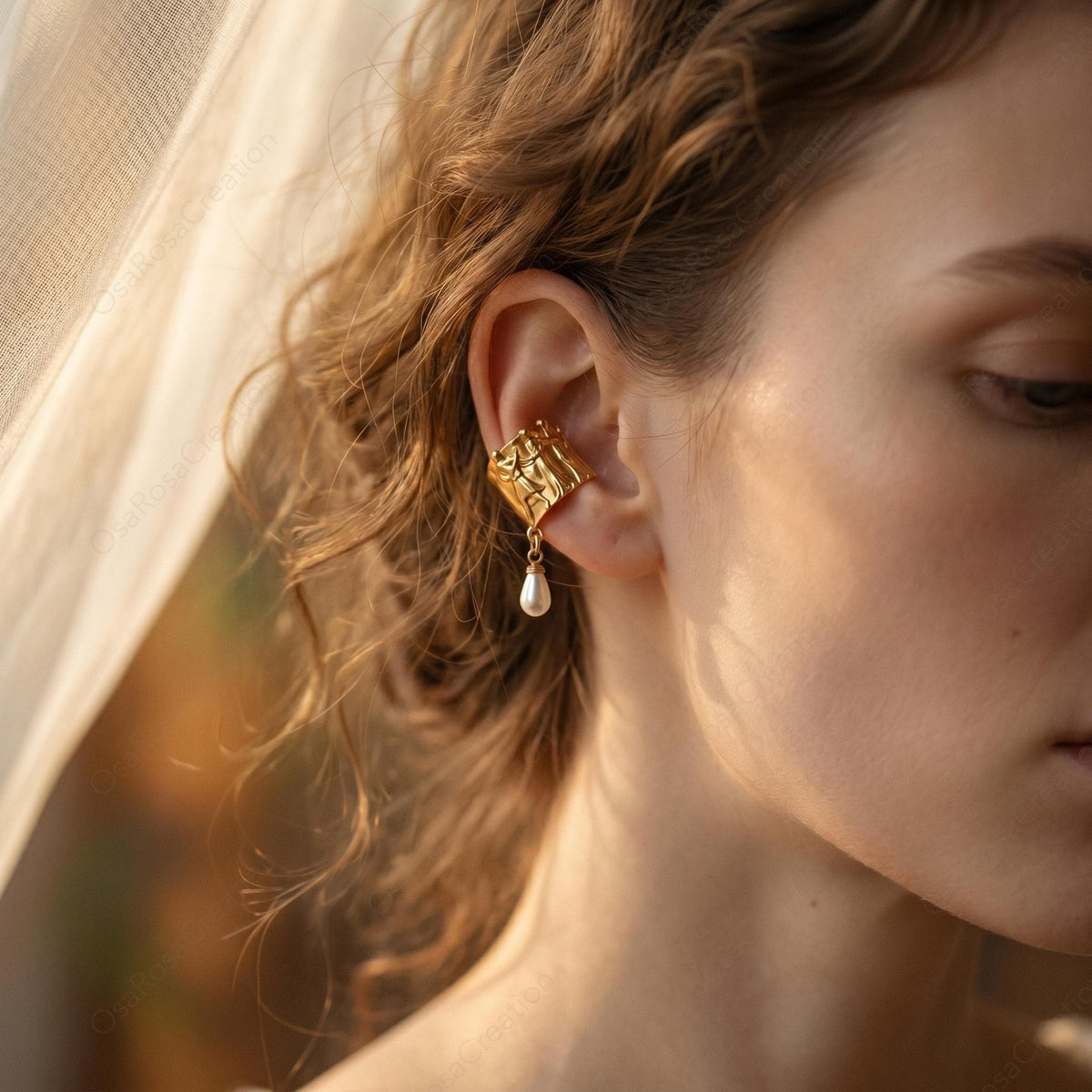 Boucles d'oreilles pendantes perlées en relief