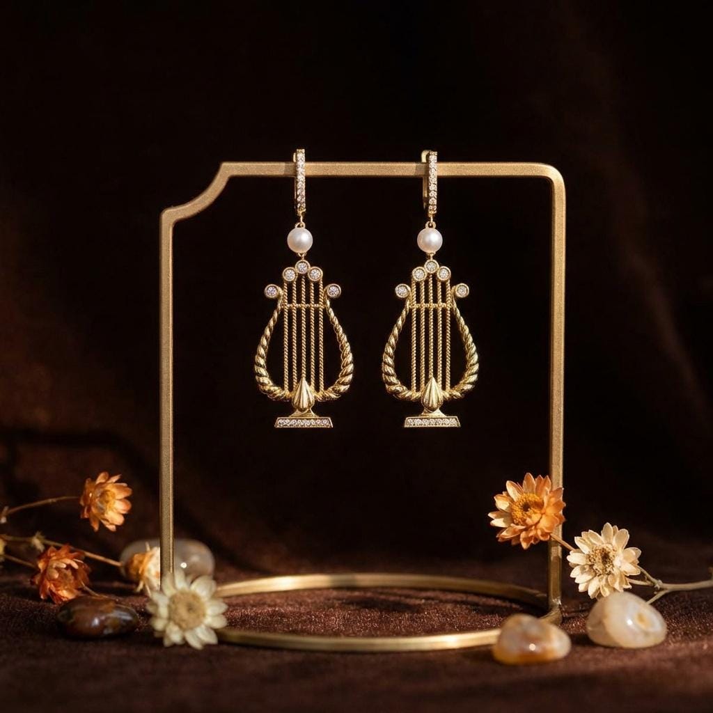 Pearl Lyre Earrings