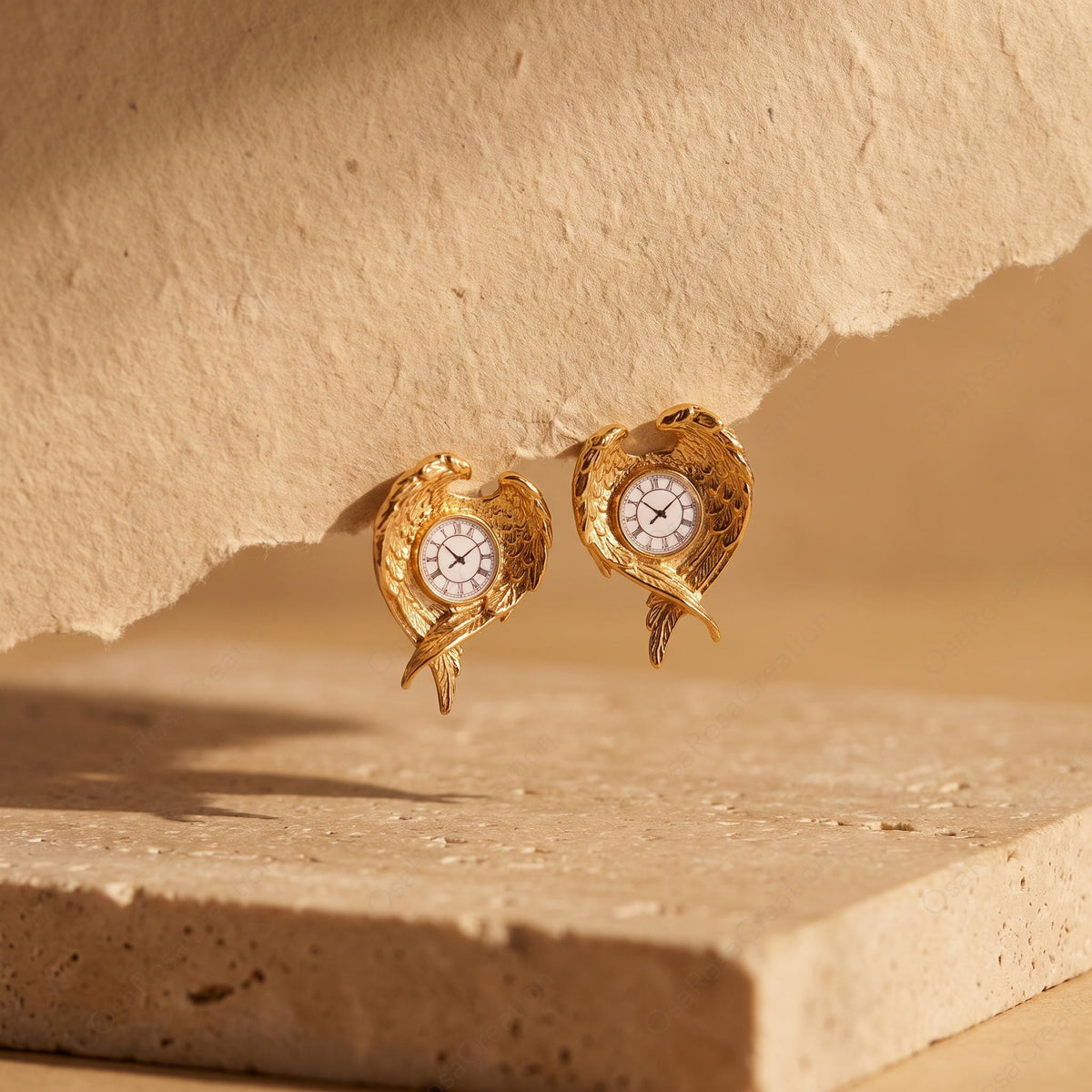 Angel Wing Clock Earrings