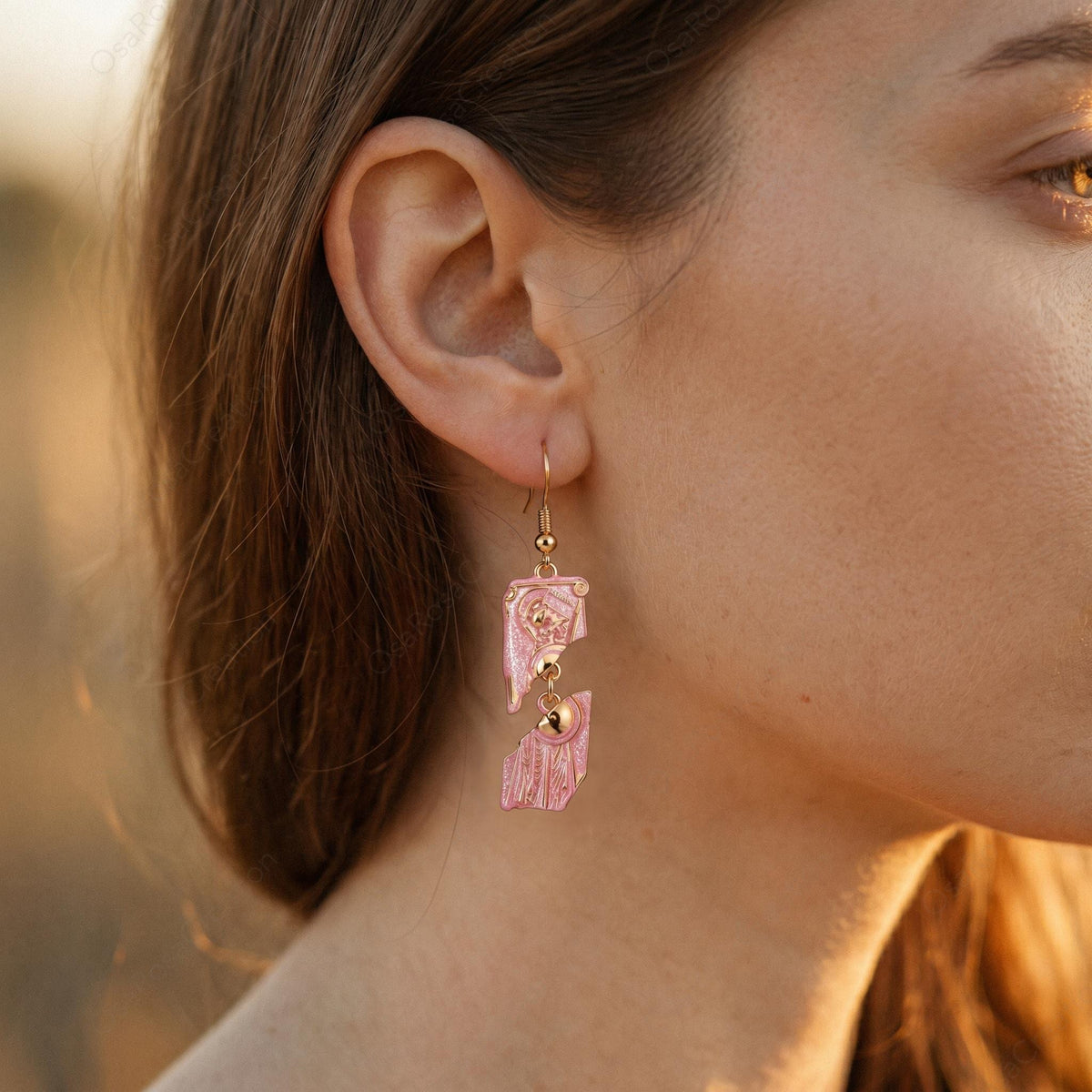 Broken Pink Column Earrings