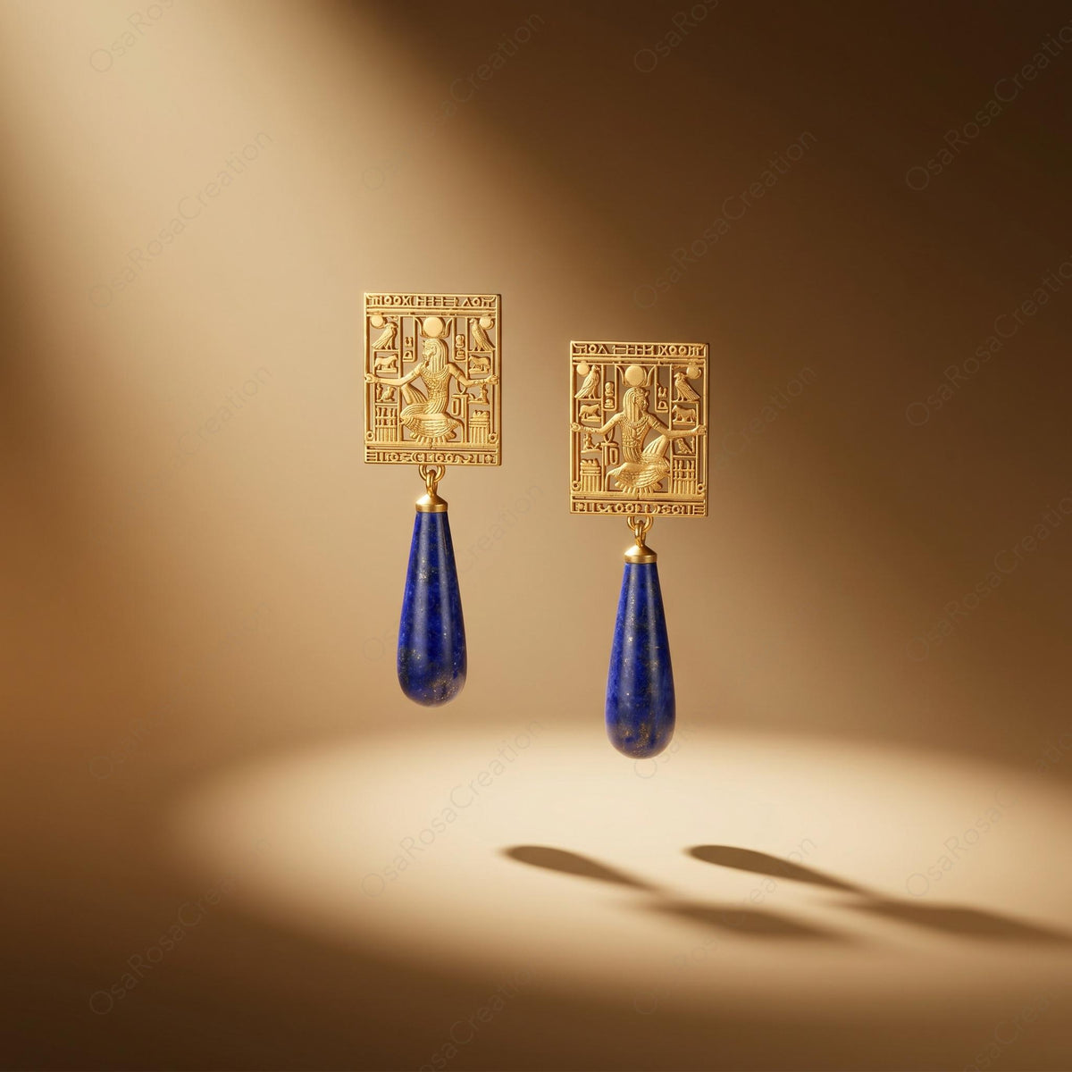Boucles d'oreilles Isis Bleues en Forme de Goutte