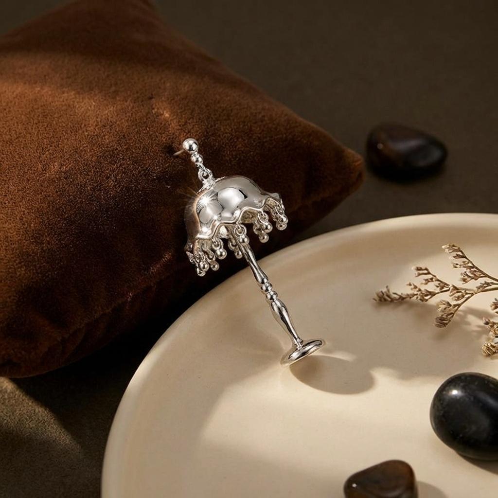 Silver Lamp Tassel Earrings