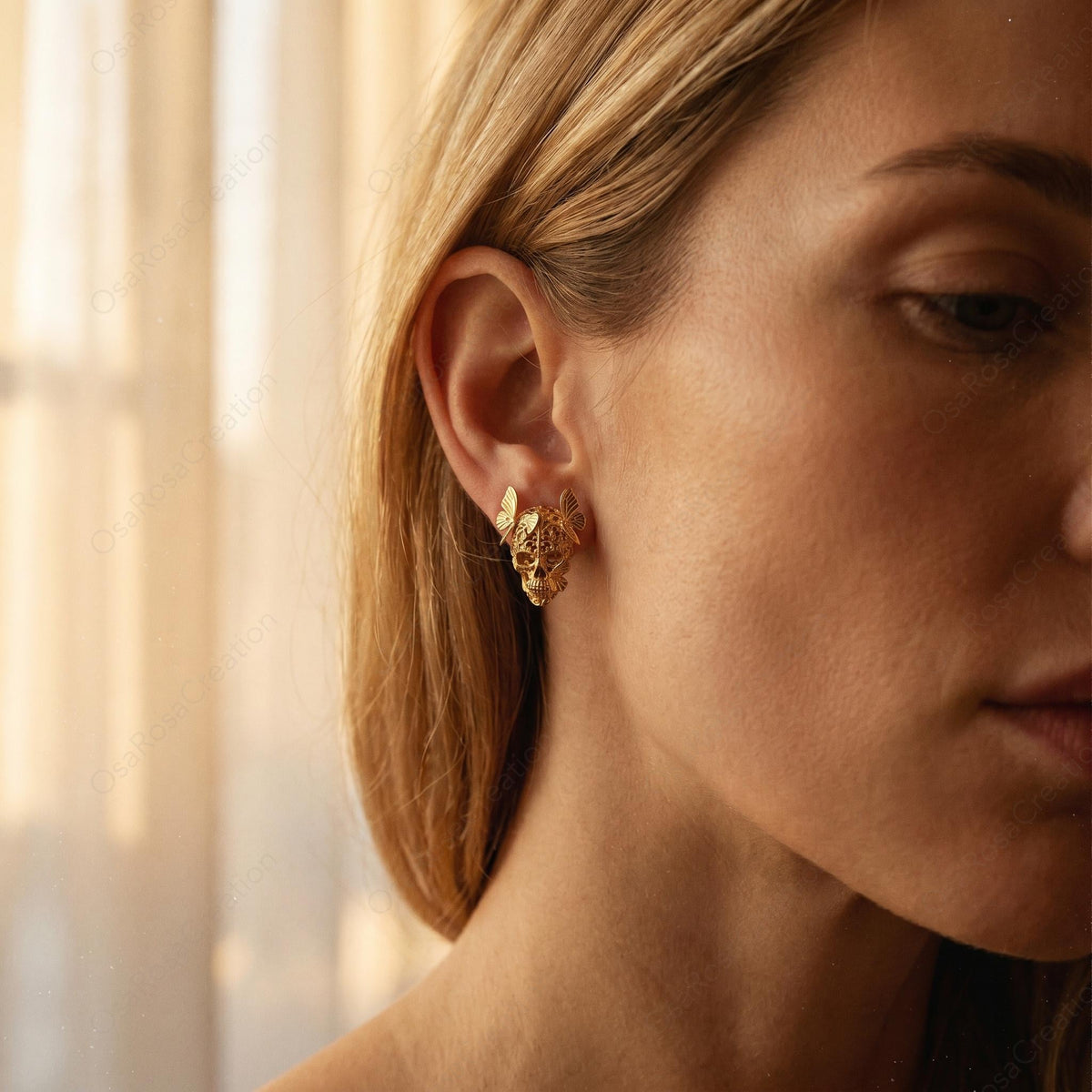 Skull Butterfly Studs