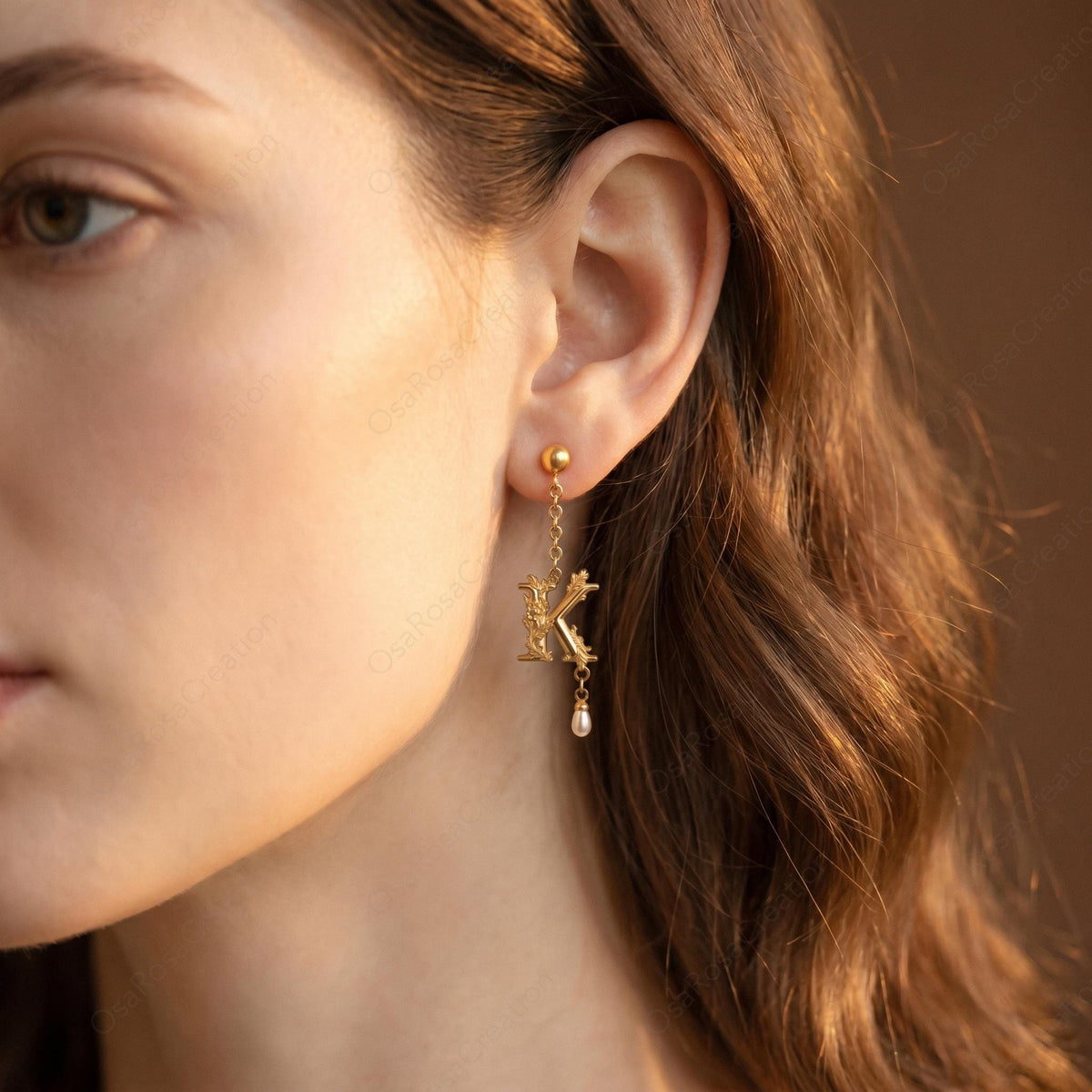 Baroque Letter K Earring
