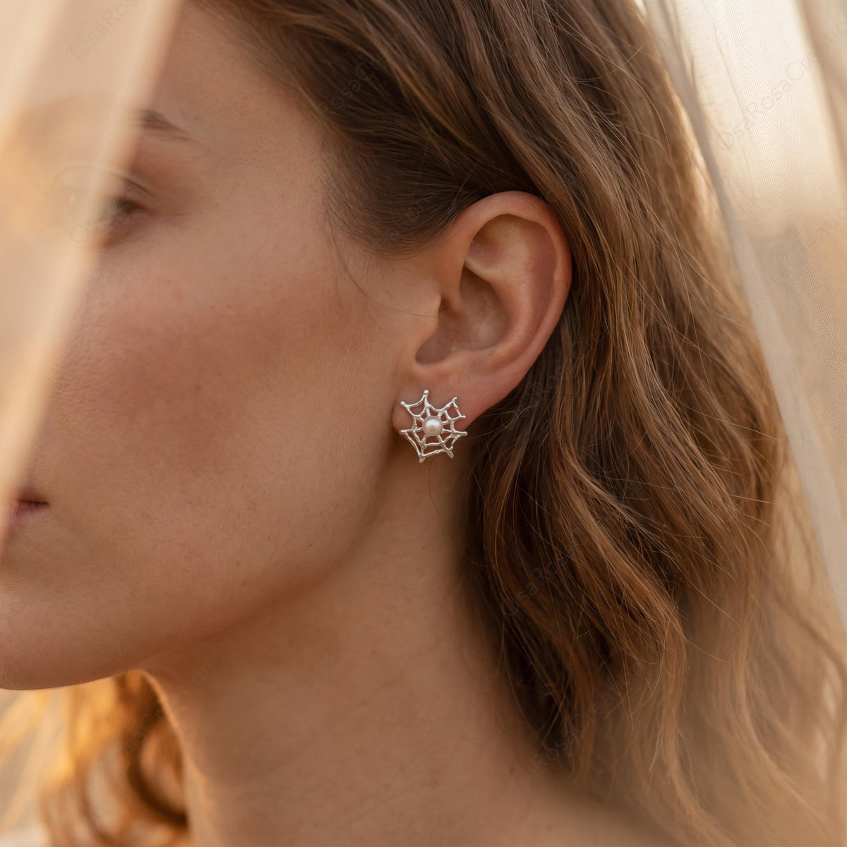 Pearl Spiderweb Earrings
