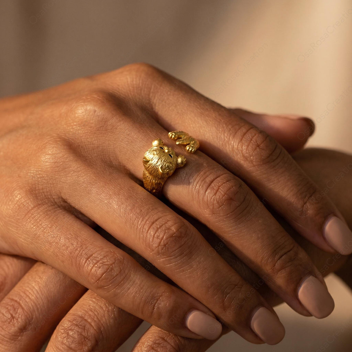 Bague chat enroulée