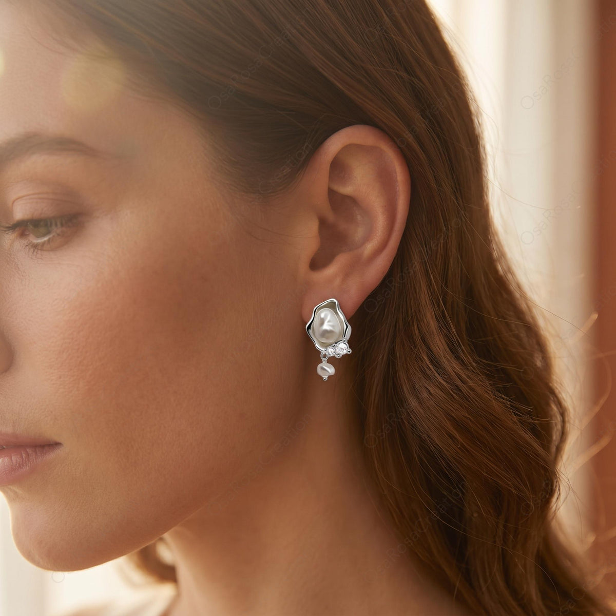 Baroque Pearl Wave Earrings