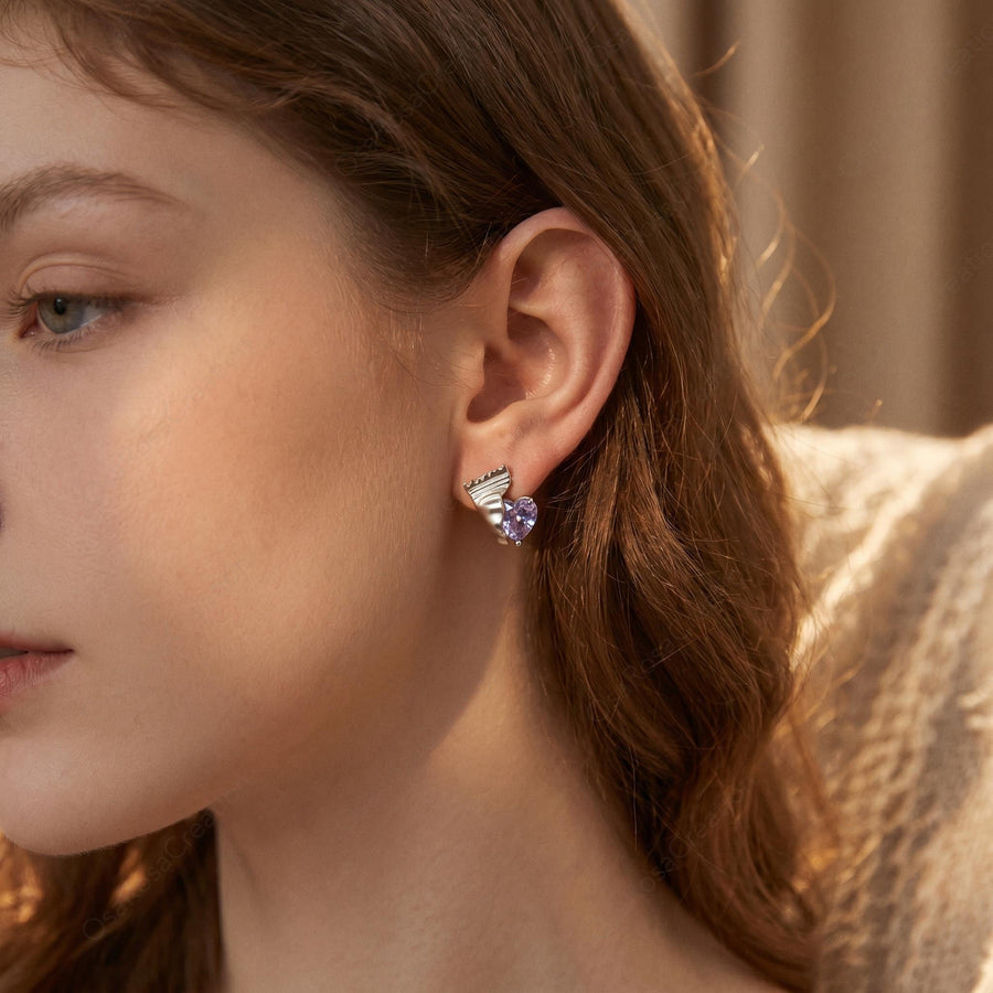Crushed Heart Gem Earrings