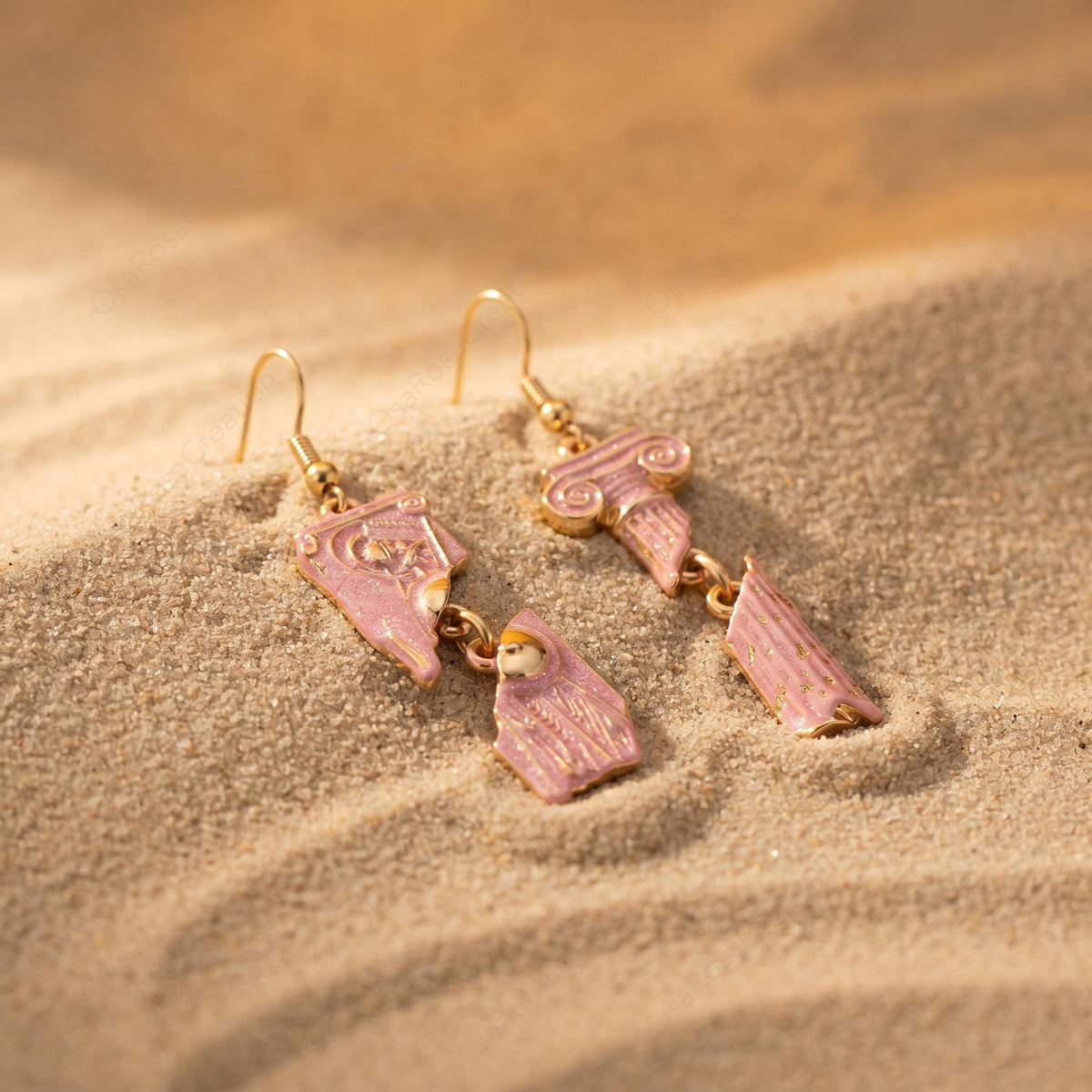 Broken Pink Column Earrings