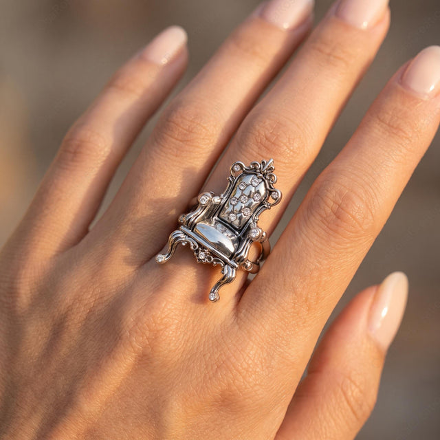 Baroque Throne Ring worn by a model