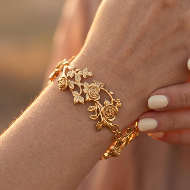 Rose Vine Bracelet worn by a model